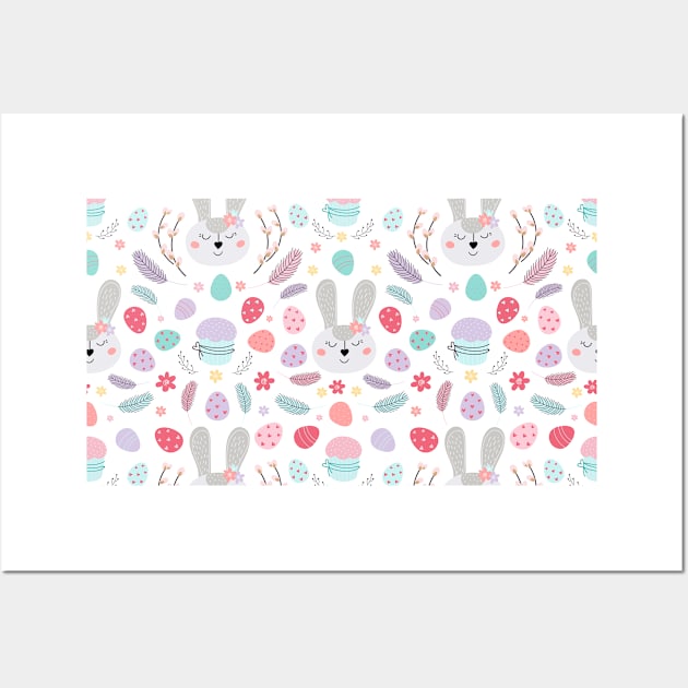 Easter Eggs and Bunnies | Happy Easter Wall Art by gronly